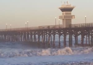 High surf in seal beach pier