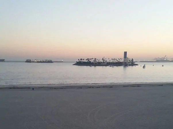 Long beach at sunset in belmont shore