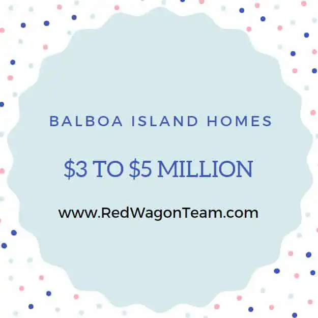 Balboa island real estate $3 million to $5 million dollars