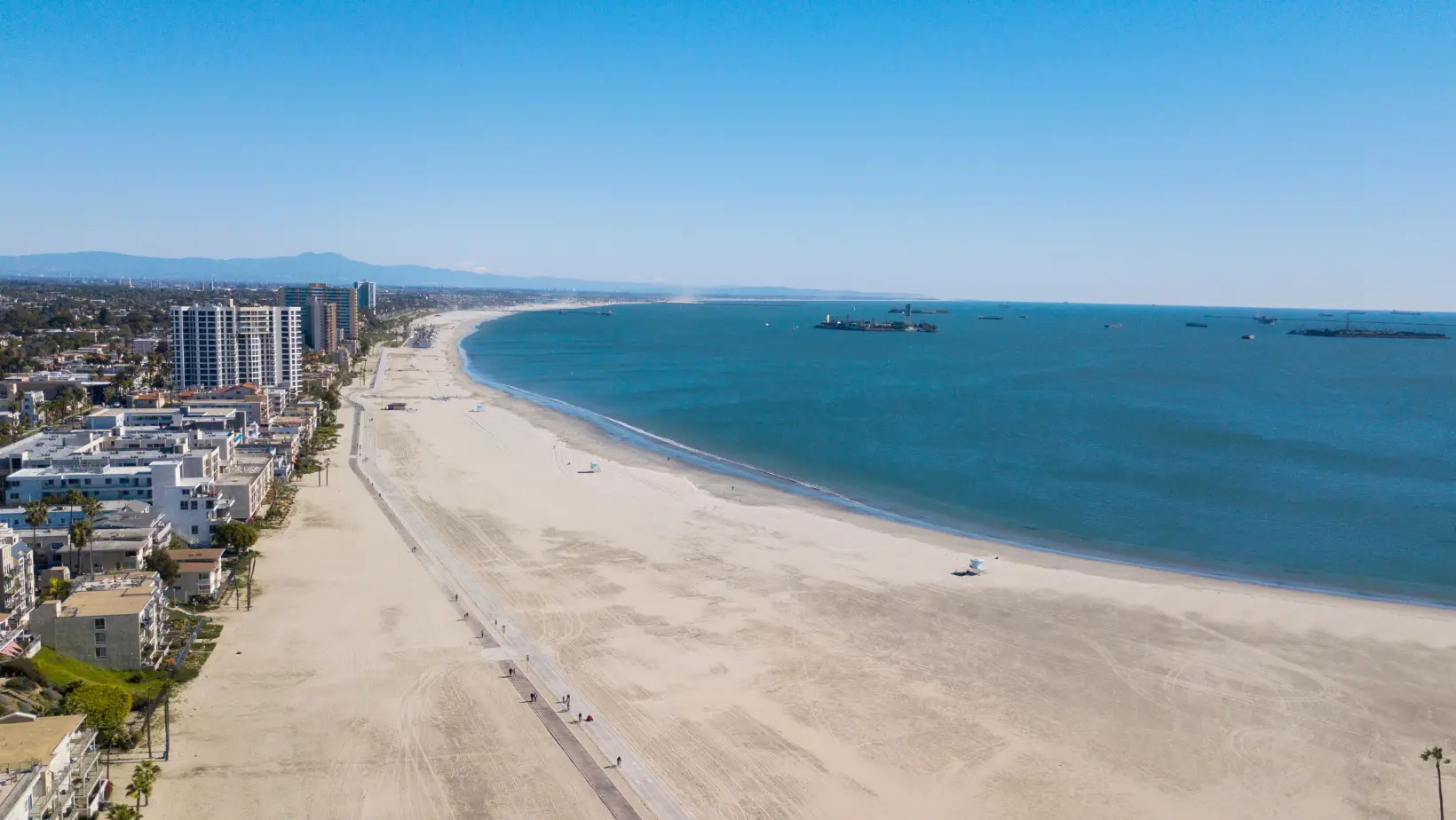 Coastline view of Long Beach, California