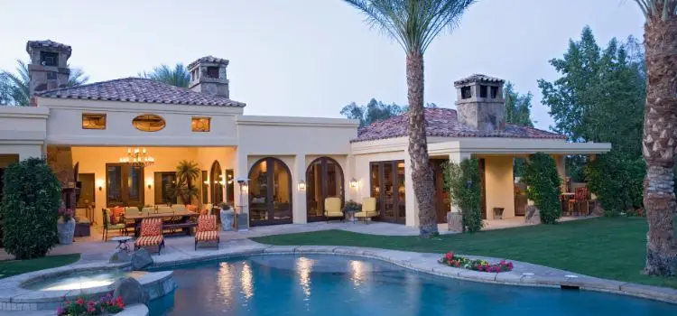 Backyard with a beautiful sparkling pool of diamond bar mansions for sale in southern california.