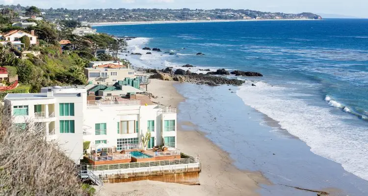 Beachfront homes along the coastline in southern california