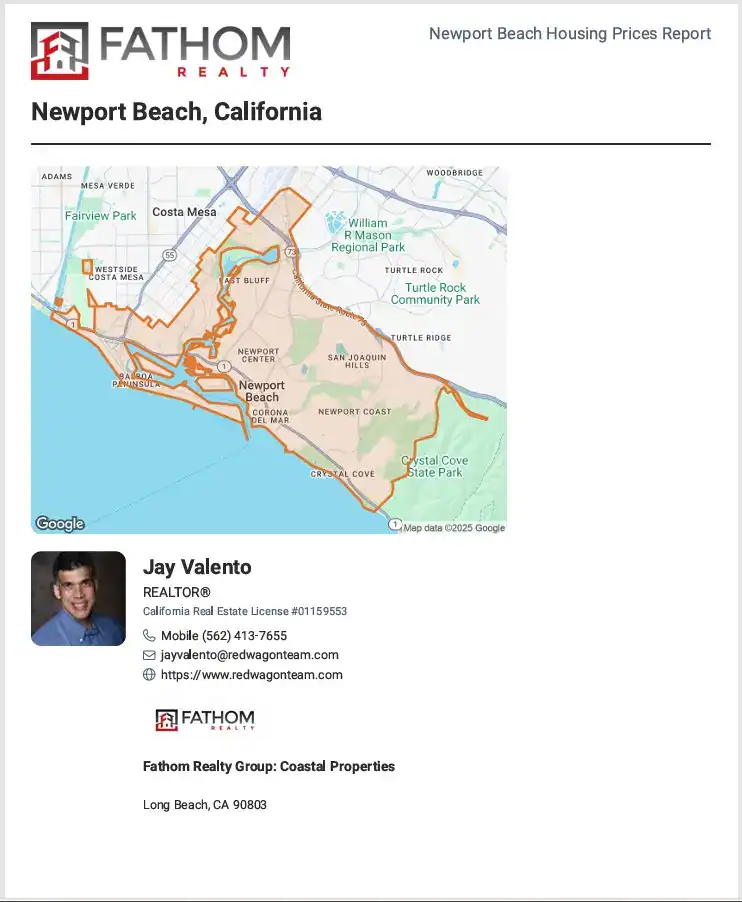 Map of long beach real estate sales area in california.